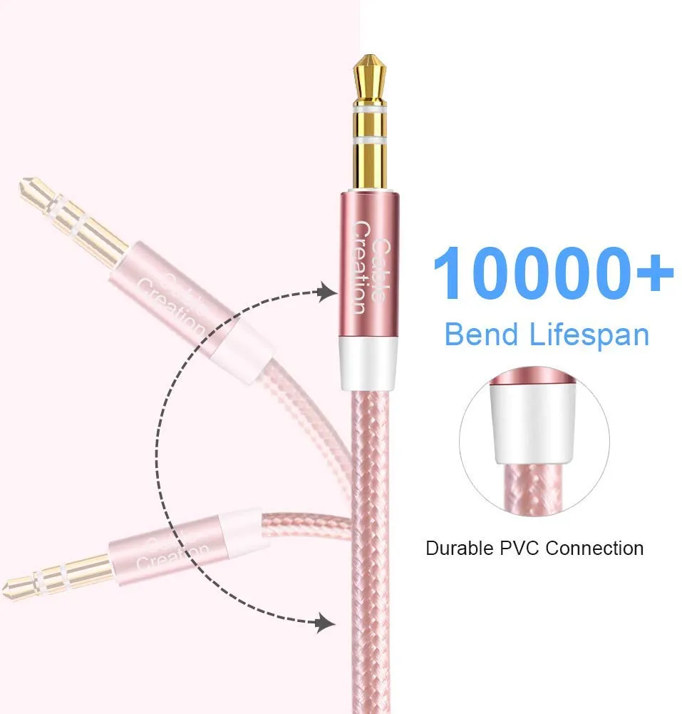 CableCreation 3.5mm aux kabel zwart 0,9 m nylon