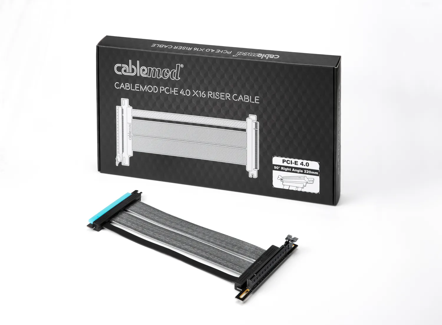 CableMod Right Angle PCI-e 4.0 riserkabel zwart 22cm
