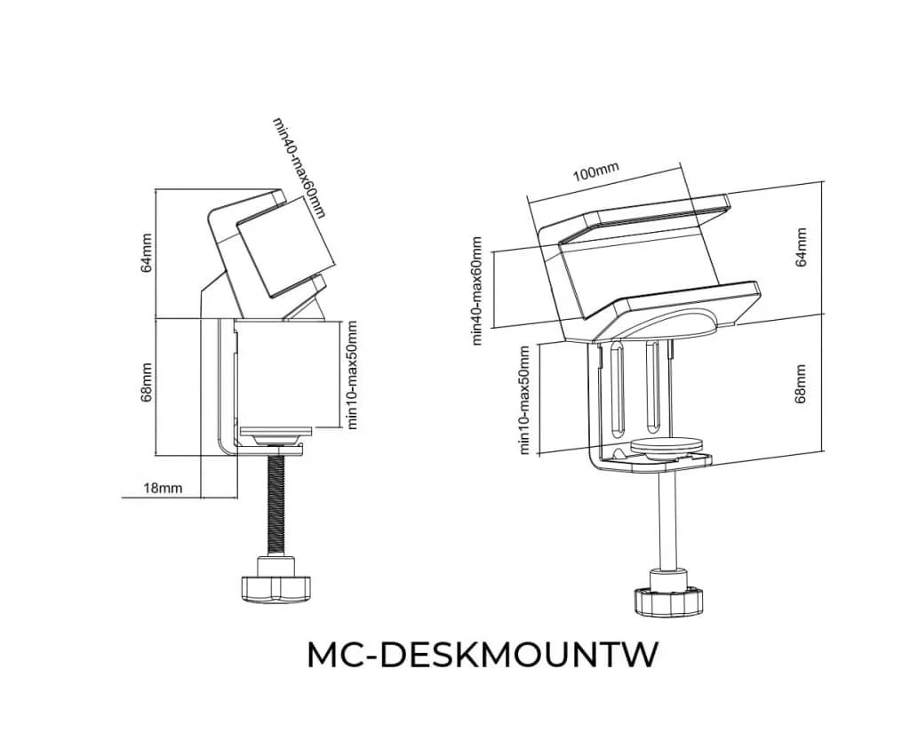 Microconnect MC-DESKMOUNTW stekkerdoos houder klem wit