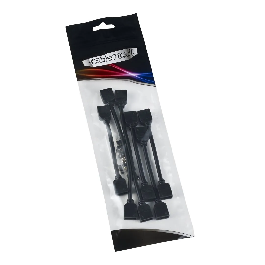 CableMod 4-Pin LED Extension Cable Kit verlengkabel zwart 6-delig RGB