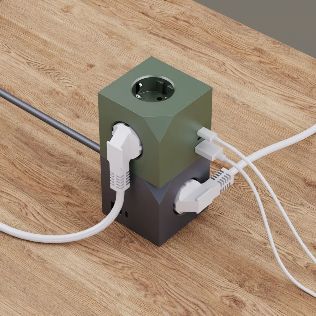 Microconnect Power Cube stekkerdoos 3-voudig + USB 1,5m grijs