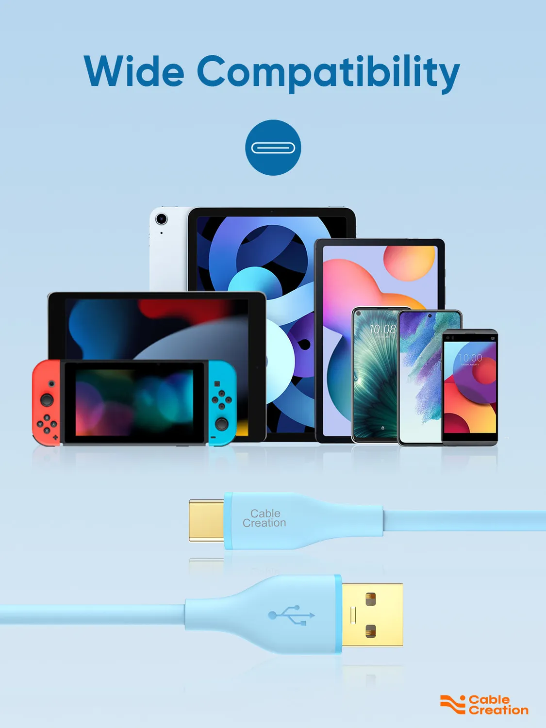 CableCreation Silicone USB-A USB-C oplaadkabel 6FT 60W