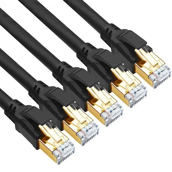 Yauhody Y-NC8-RB5PK ronde CAT8 netwerkkabel 5-pack zwart