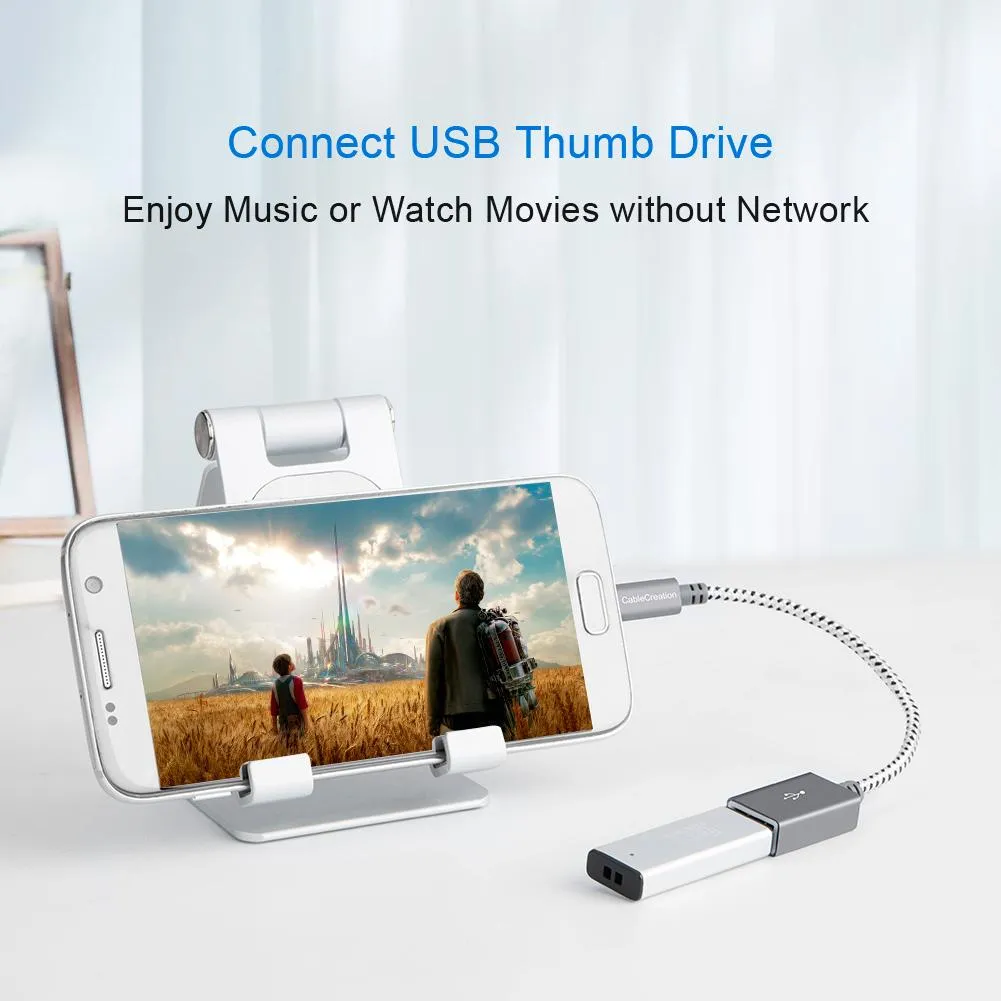 CableCreation Micro USB naar USB OTG adapter gevlochten