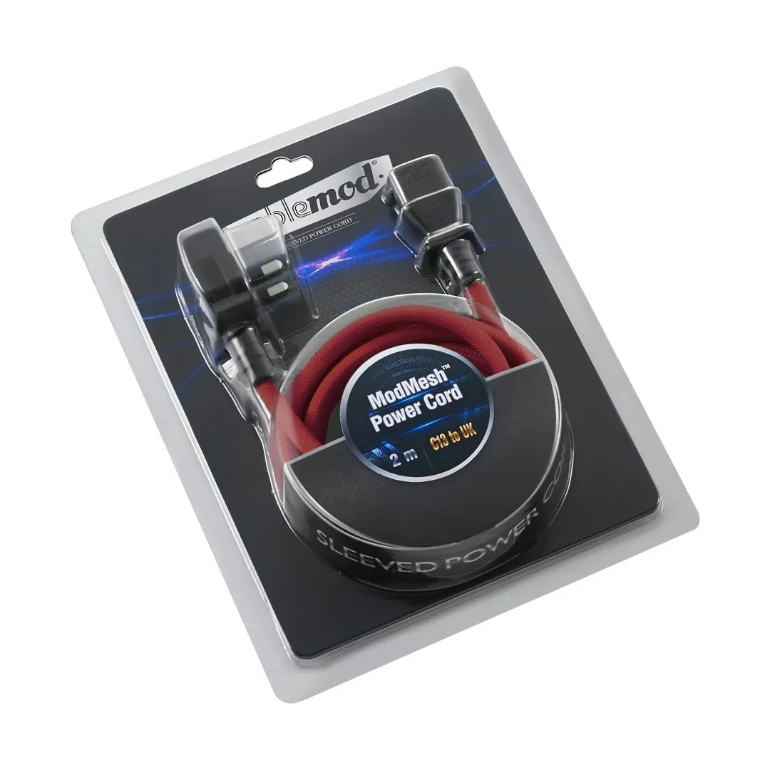 CableMod ModMesh Power Cord C13 UK 2m stroomkabel rood