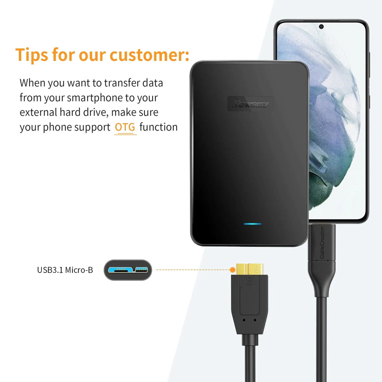 CableCreation USB-C naar Micro-B kabel 1FT 10Gbps