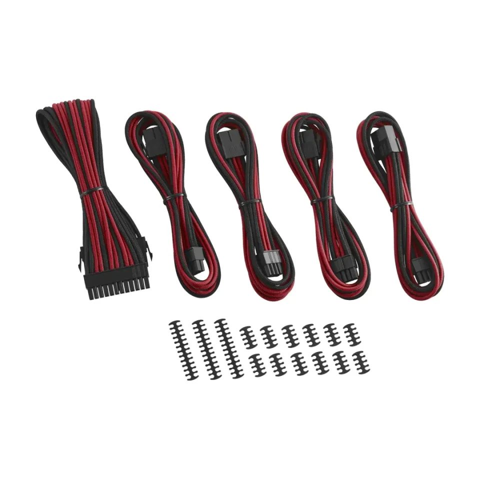 CableMod Classic ModFlex 8+8 verlengset zwart rood combs