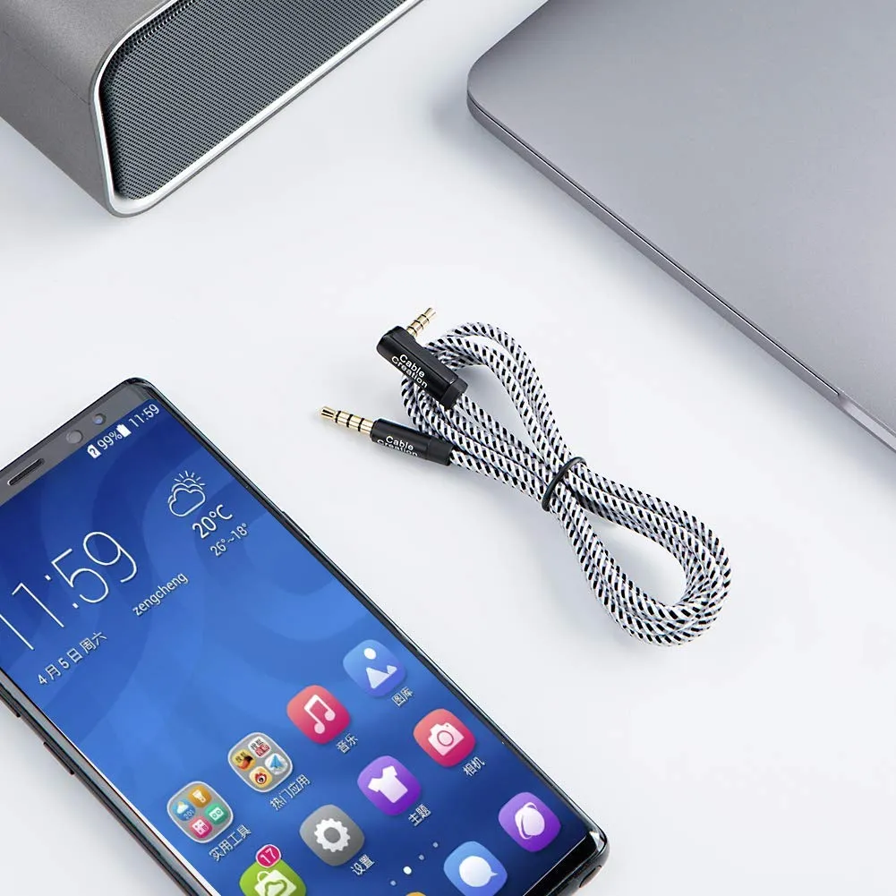 CableCreation TRRS 3.5mm audiokabel 0,9m haaks met microfoon