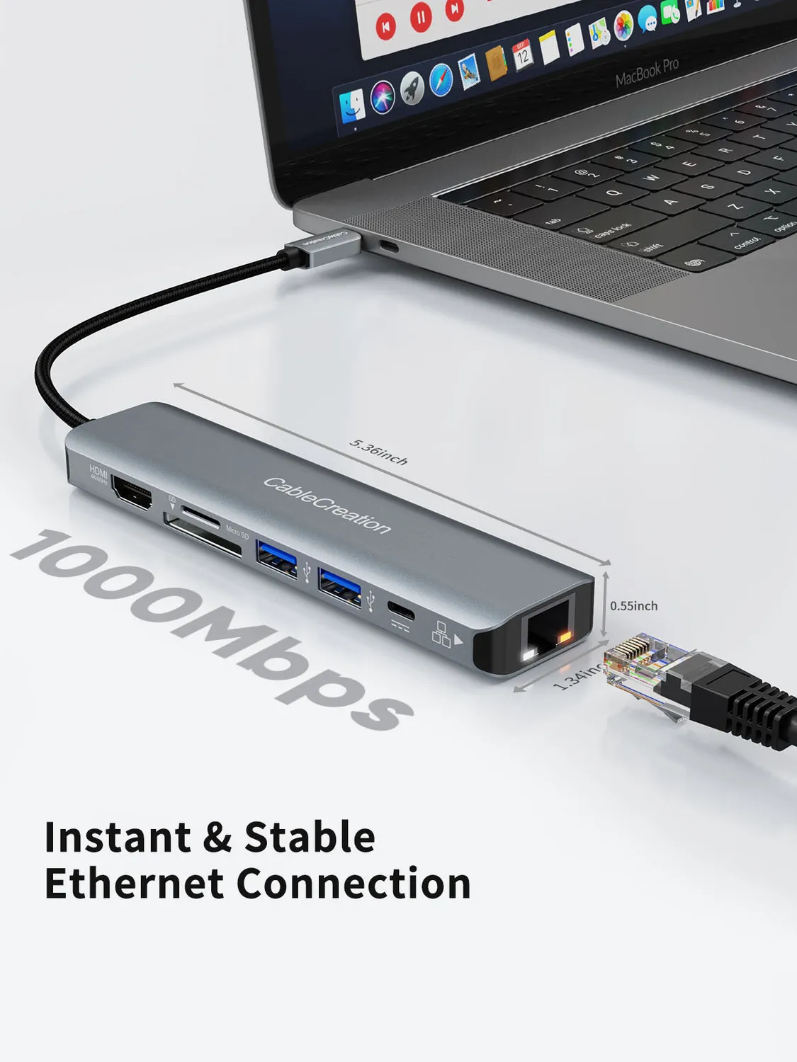 CableCreation USB-C 7-in-1 Hub 4K 100W Ethernet