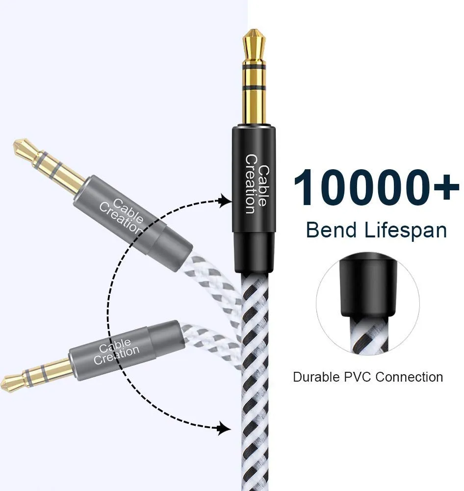 CableCreation 3.5mm aux kabel zwart 0,9 m nylon