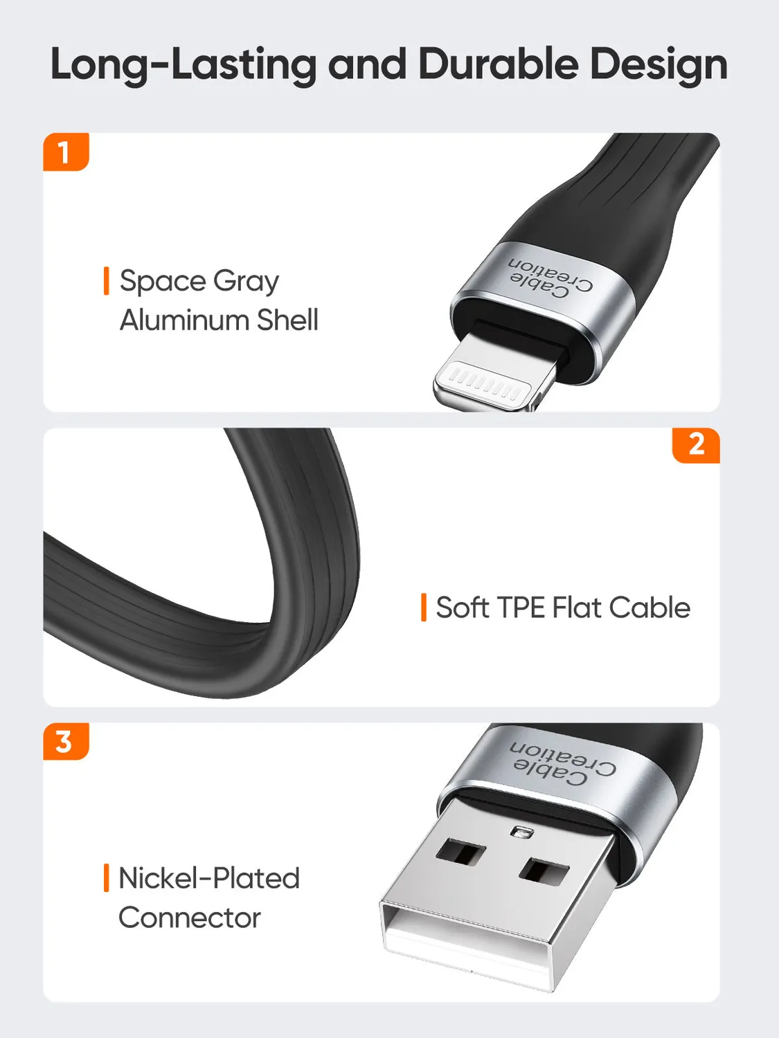 CableCreation Lightning kabel MFi 0,15 m