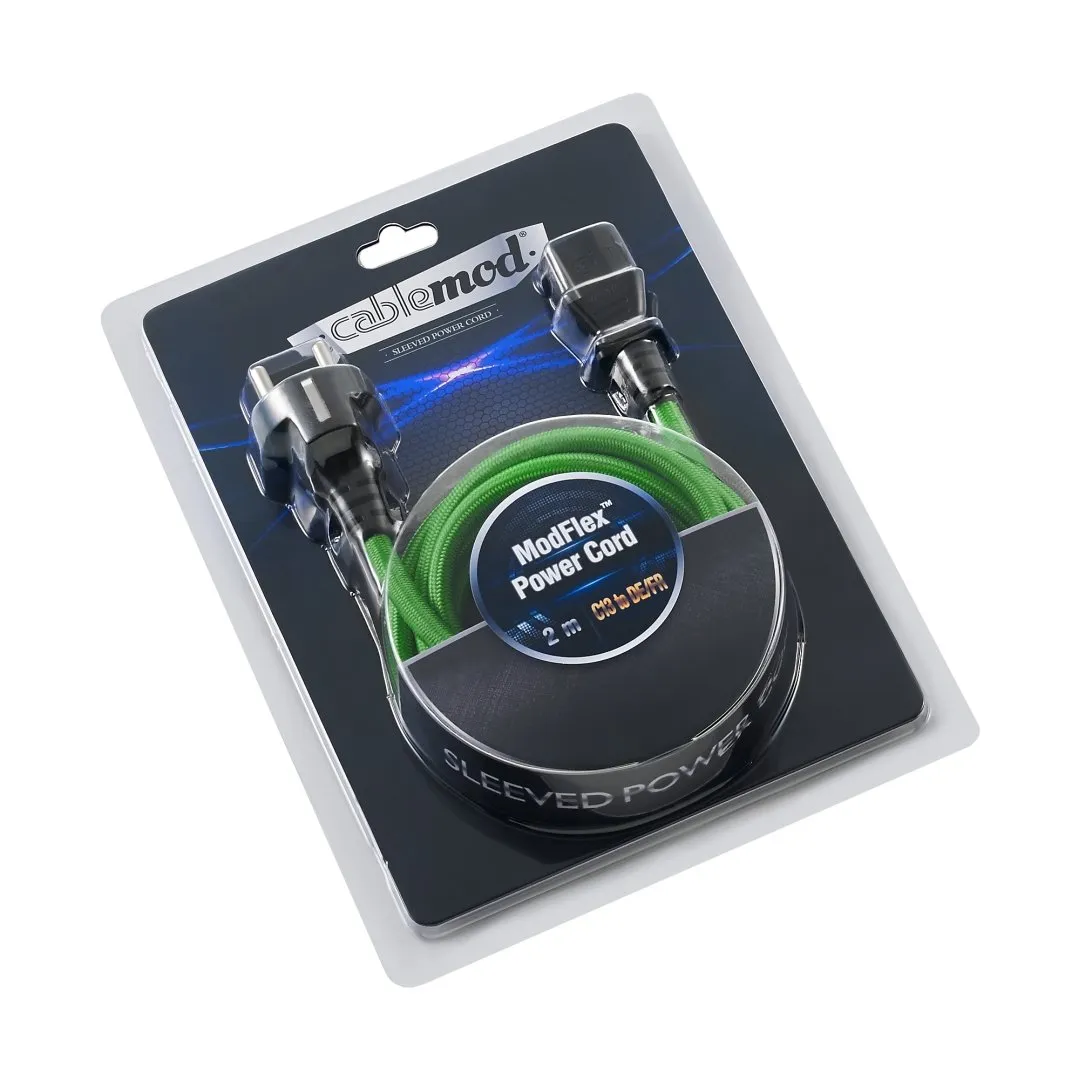 CableMod ModFlex netsnoer C13 2m groen DE/FR stekker