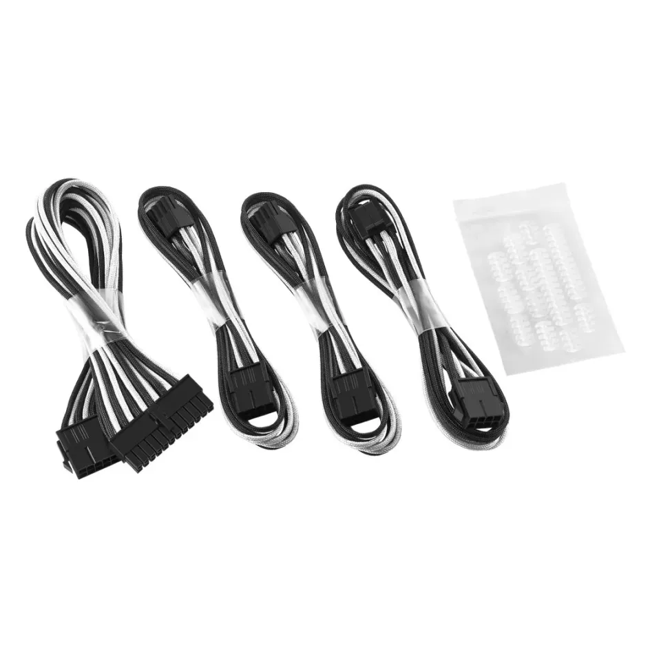 CableMod ModFlex Basic verlengkabelset zwart-wit 4-delig