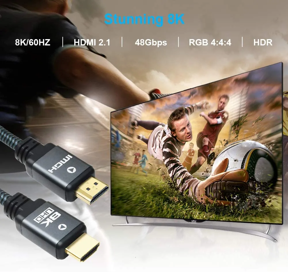 Yauhody Y-HDMI-BG Gevlochten 8K HDMI-kabel 48Gbps