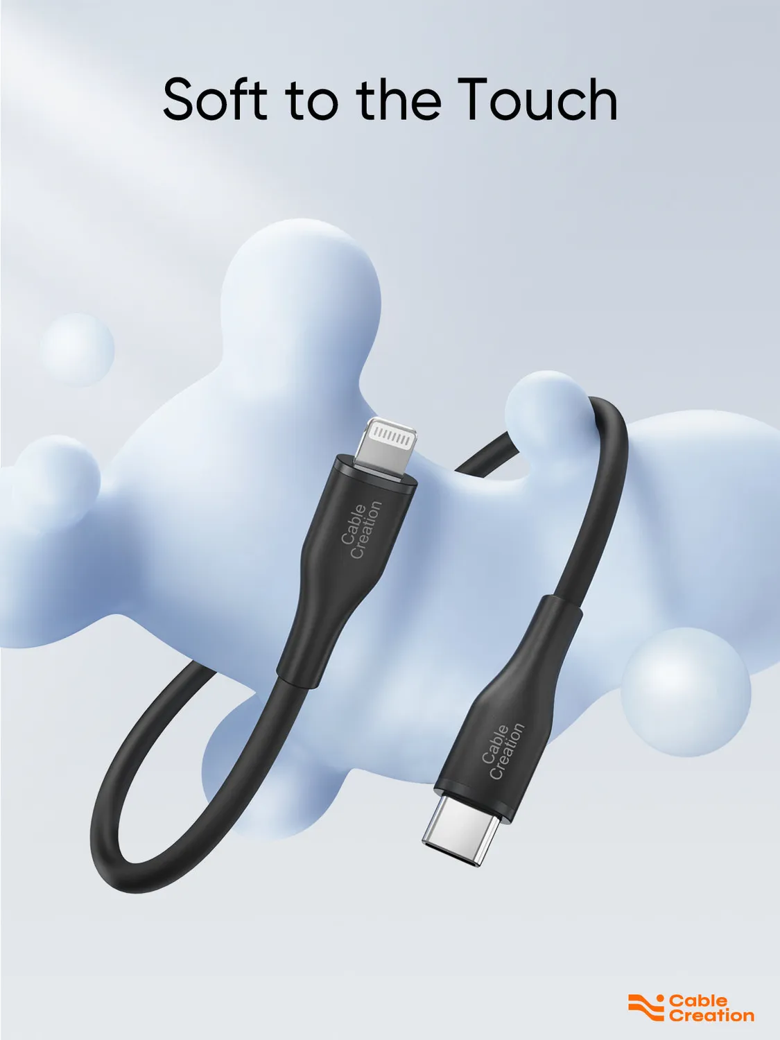 CableCreation Silicone USB-C Lightning Kabel 1.8m zwart